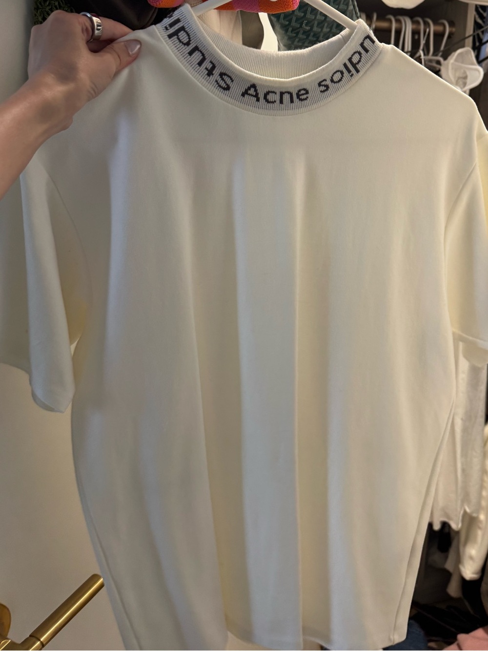 Acne Cream Short Sleeve Logo-Neck Tee